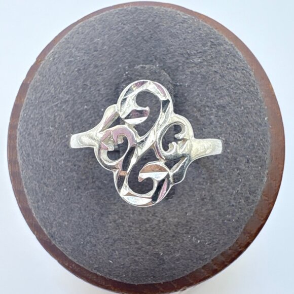 VTG Solid Sterling Silver 925 Openwork Scroll Design Band Ring Size 6.75 - Picture 1 of 8
